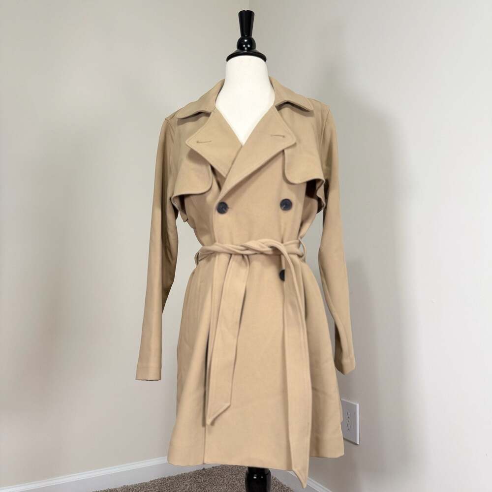 Abercrombie & Fitch Old Money Quiet Luxury Beige Trench Coat Jacket Size L